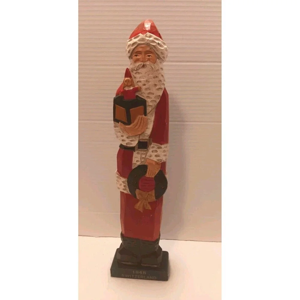 Vtg 1994 Mercuries Old World Santa Figurine 1848 Switzerland Wood Carved